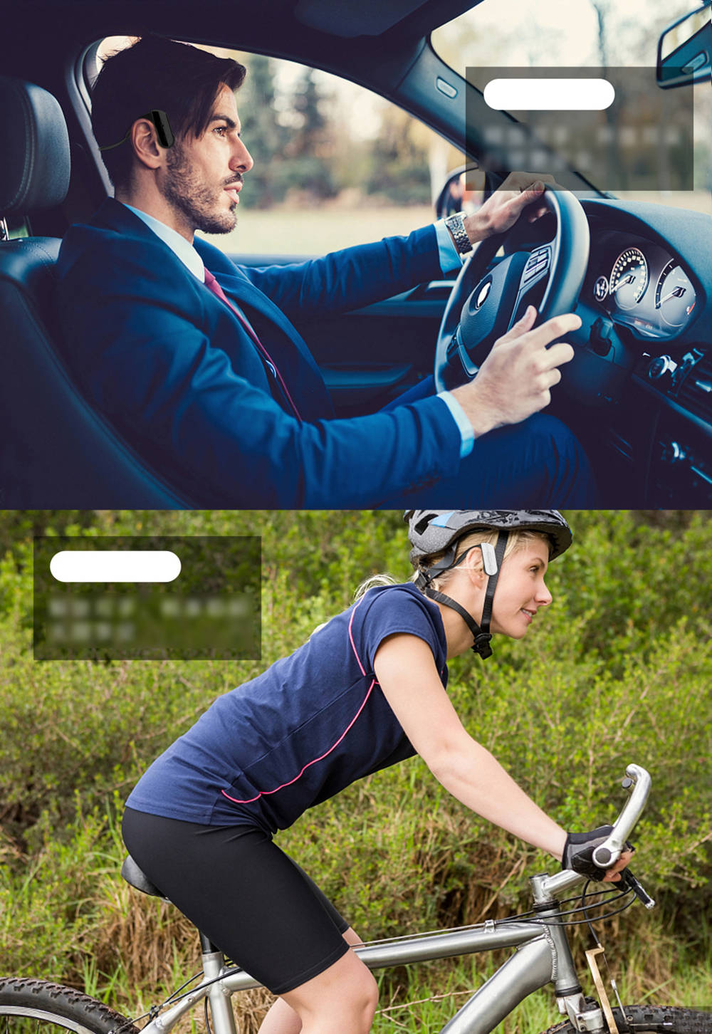 Bone Conduction Bluetooth Sports Wireless Earphones Open Ear Headset Water Resistant with Noise Reduction Microphone Headphones-Black