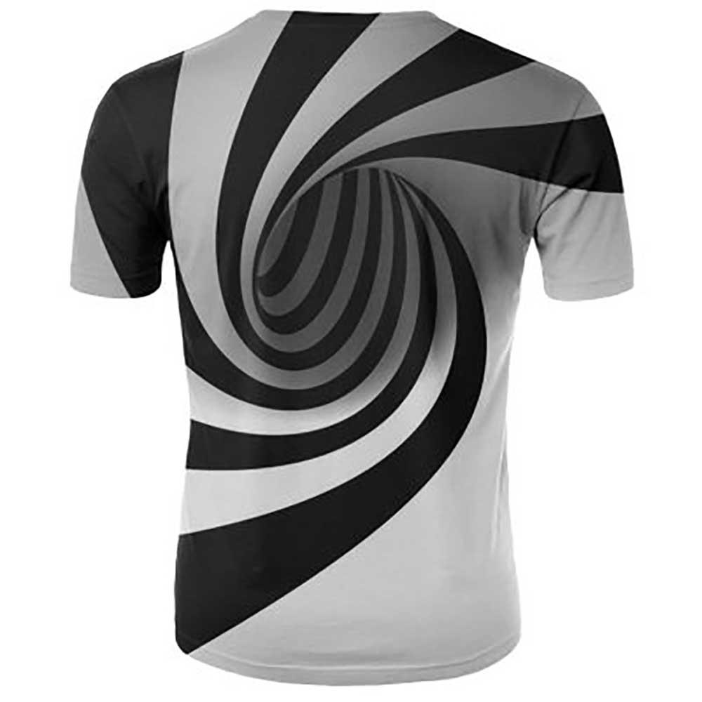 3D Digital Printed Space Hypnosis Swirl Pattern Men's Summer Unisex Short Sleeve T-shirt Size 4XL - Gray