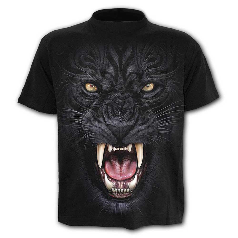 3D Digital Printed Leopard Pattern Men's Fashion Summer Unisex Short Sleeve T-shirt Size XL - Black