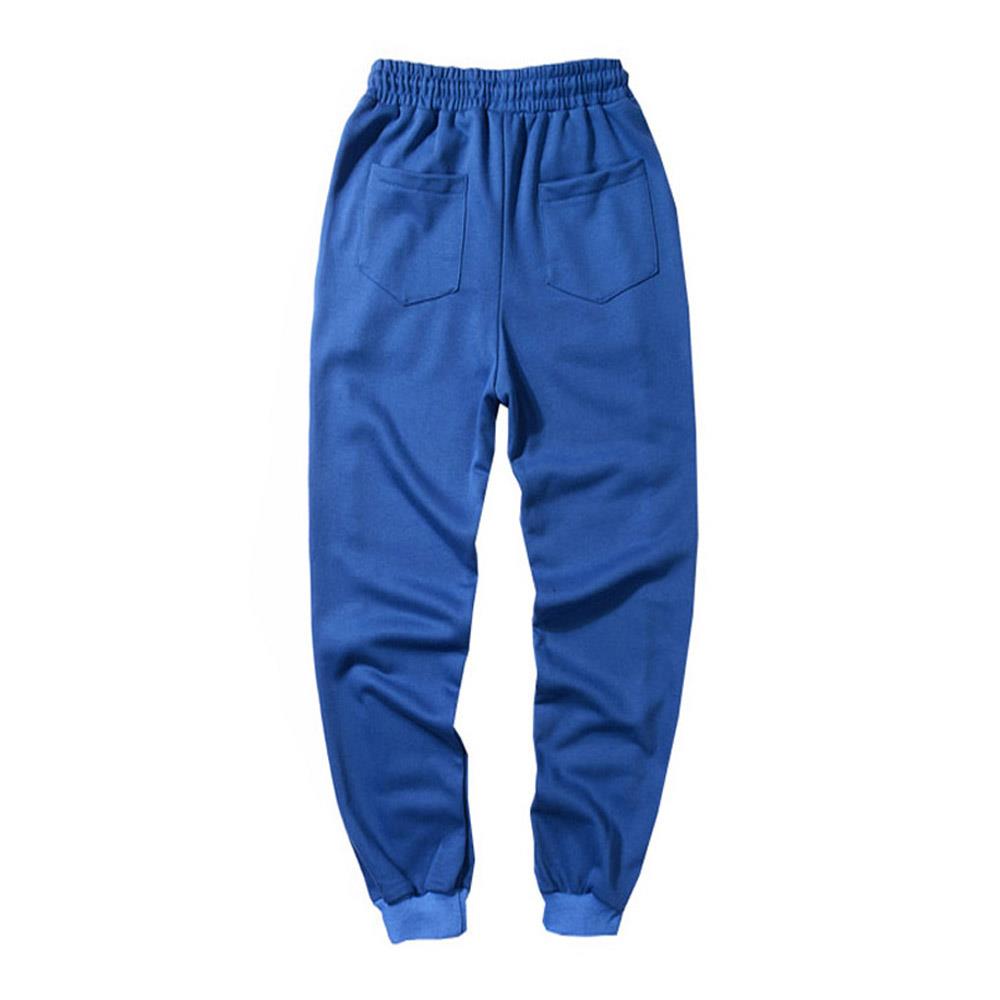 Men's Fashion Casual Loose Chemical Fiber Cotton Striped Comfortable Ankle Banded Pants Size XXL - Blue