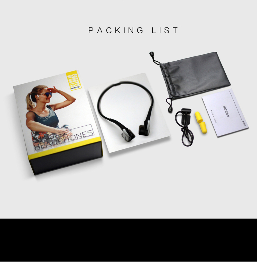 Bone Conduction Bluetooth Sports Wireless Earphones Open Ear Headset Water Resistant with Noise Reduction Microphone Headphones-Black