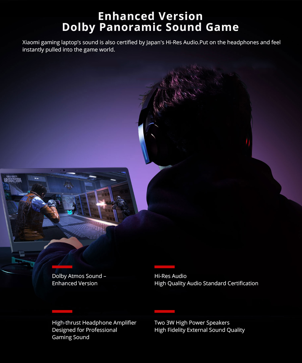 Xiaomi Mi Gaming Laptop Intel Core i7-8750H Hexa Core 15.6" 72% NTSC FHD Screen 1920*1080 GeForce® GTX1060 6GB DDR5 16GB DDR4 256GB SSD 1TB HDD - Deep Gray