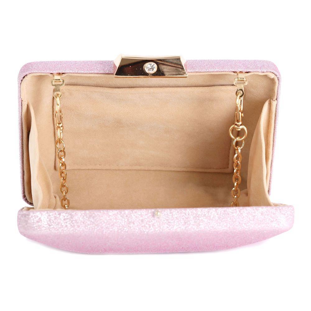Women's Satin Clutch Bag Evening Bridal Bag Wedding Fashion Prom Handbag HS047 - Pink