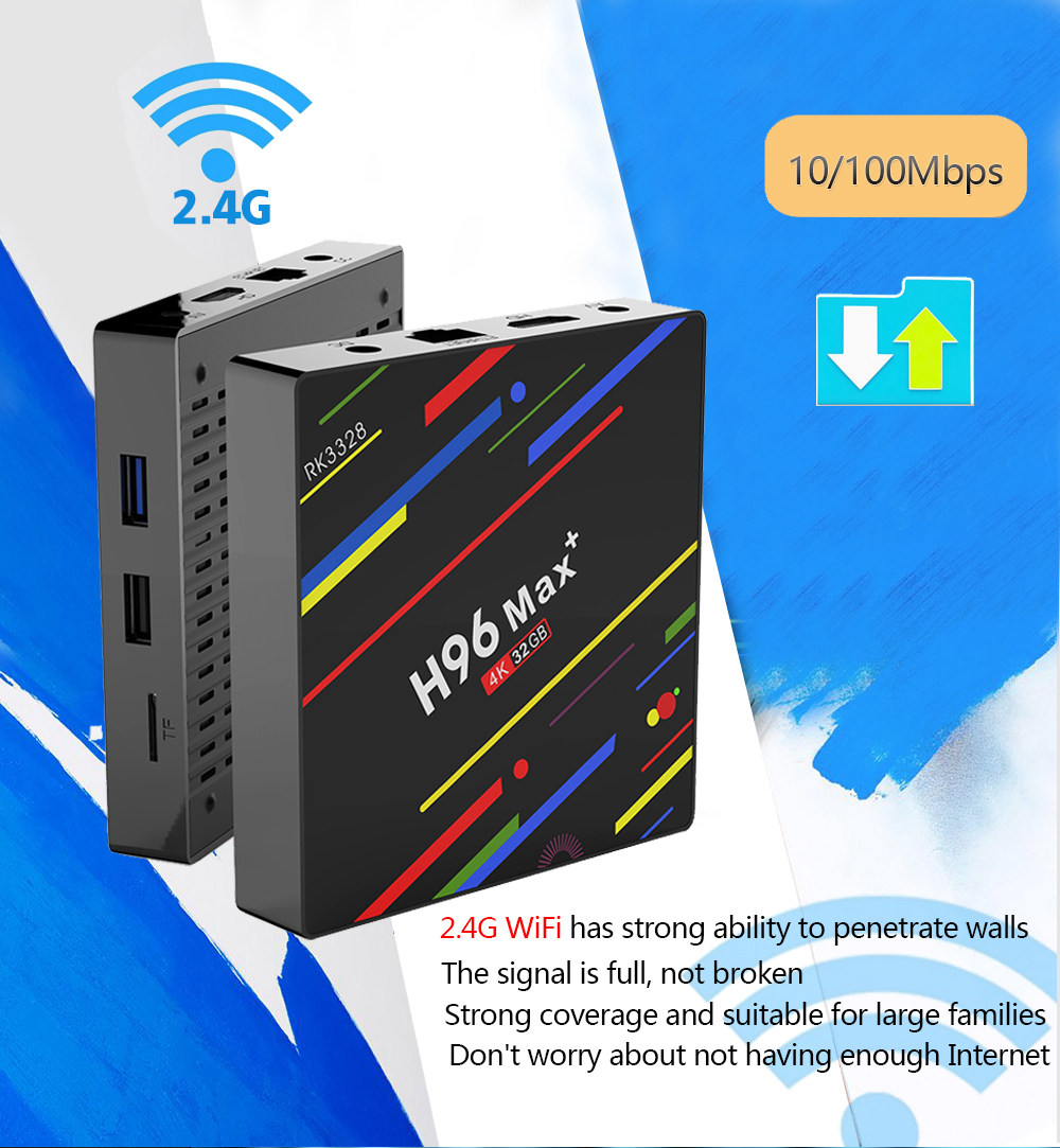 H96 MAX+ Android 8.1 RK3328 KODI 17.6 4GB/32GB 4K TV BOX Support YouTube Netflix WiFi LAN USB3.0