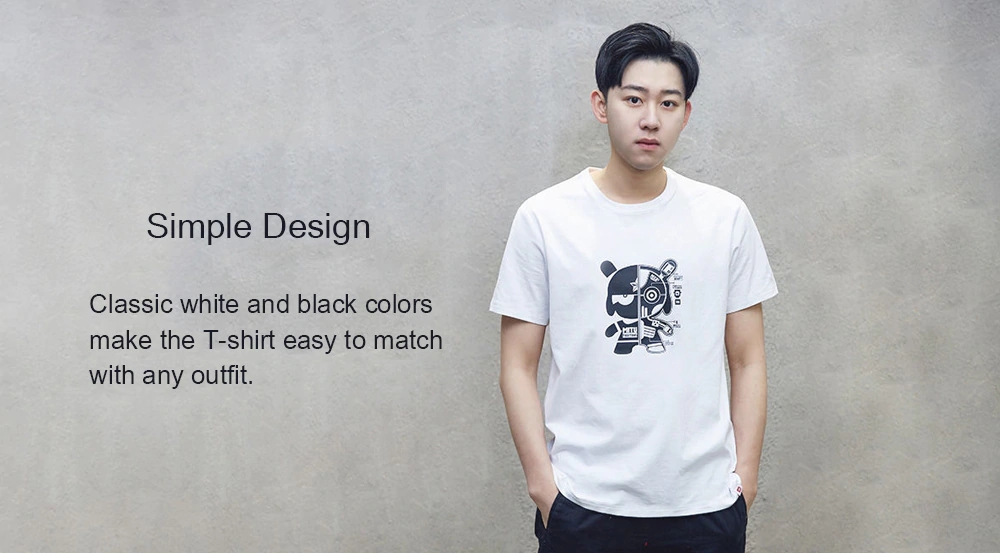 Xiaomi Leisure Cartoon Mitu Printed Short Sleeve T-shirt for Summer Size 2XL - Black
