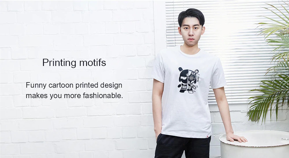 Xiaomi Leisure Cartoon Mitu Printed Short Sleeve T-shirt for Summer Size 2XL - Black