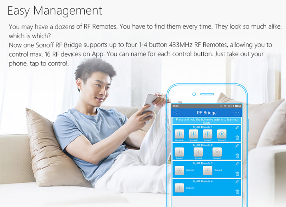 Sonoff RF Bridge 433MHz Wifi Wireless Signal Converter Door & Window Alarm Sensor Security Kit for Smart Home - White