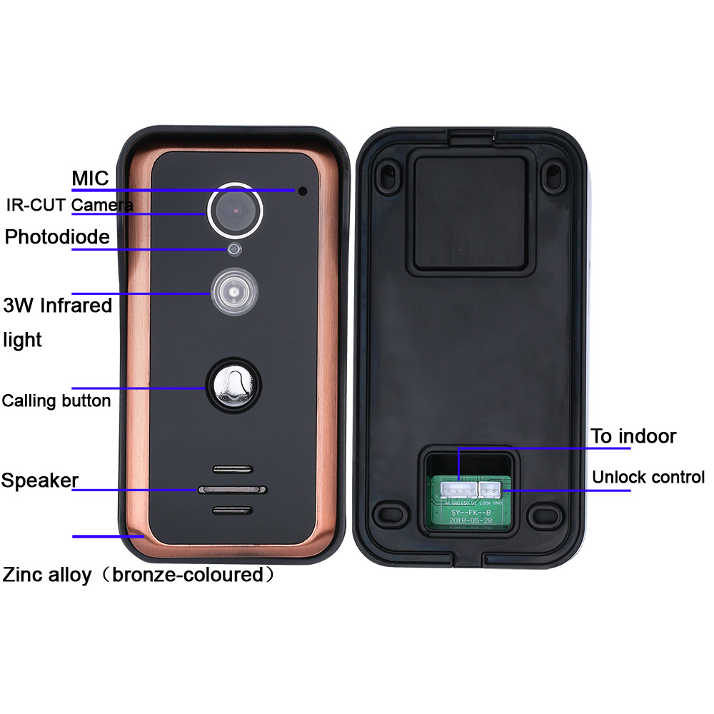 SY908FAK11 9 Inch Wired Wifi Video Door Phone Doorbell Intercom Entry Kit IR-CUT Camera Night Vision - Black