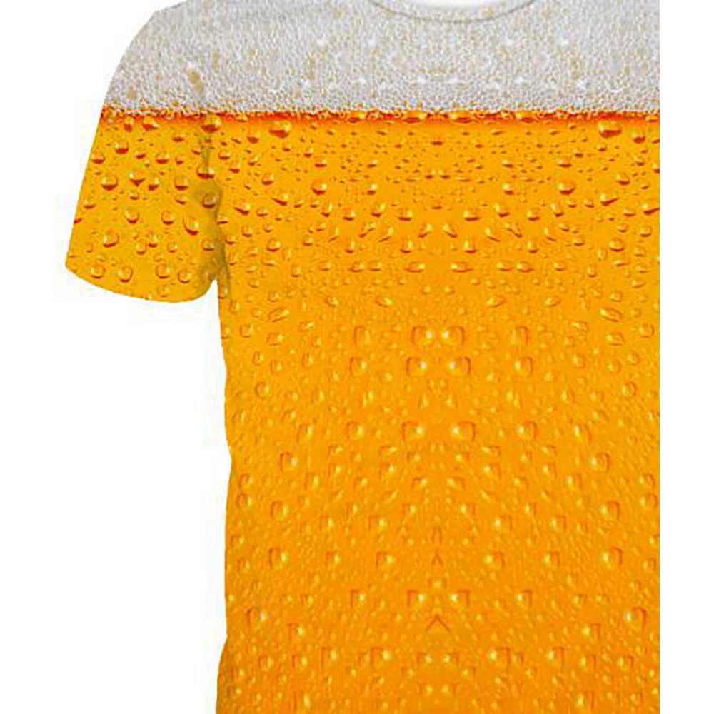 3D Printed Beer Liquid Bubble Men's Fashion Summer Unisex Short Sleeve O-neck T-shirt Size L - Yellow