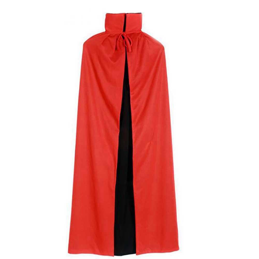 Halloween Super Party Boys Cape Clothes Collar Type Dual Layers Cloak Cosplay Costume 120cm Length - Black + Red