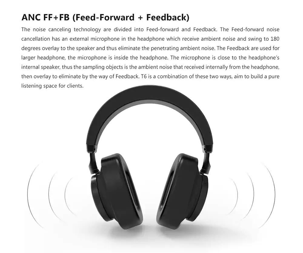 Bluedio T6 Headphones Wireless Bluetooth Headset with Mic Active Noise Cancelling - Black and Red