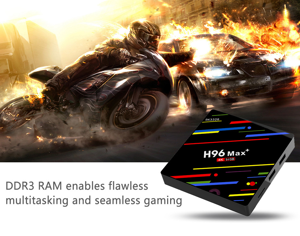 H96 MAX+ Android 8.1 RK3328 KODI 17.6 4GB/64GB 4K TV BOX Support YouTube Netflix Dual Band WiFi LAN USB3.0