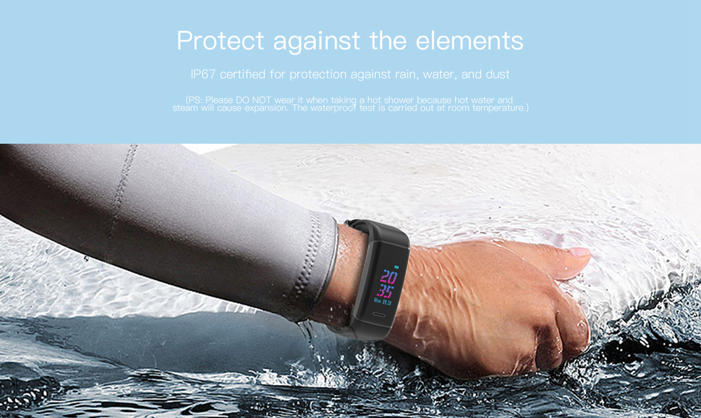 Elephone W7 Smart Bracelet 0.96 Inch TFT Color Screen Built-in GPS Heart Rate Monitor IP67 Water Resistant Multiple Sports Mode - Black