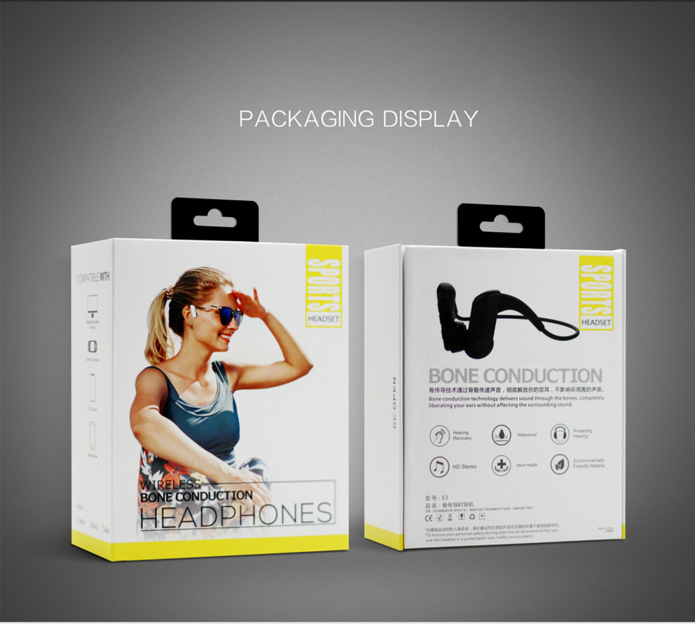 Bone Conduction Bluetooth Sports Wireless Earphones Open Ear Headset Water Resistant with Noise Reduction Microphone Headphones-Black