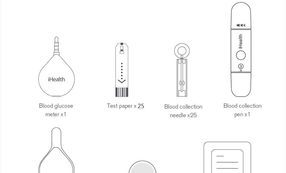Xiaomi Mijia iHealth Smart Blood Glucose Meter work with APP Built-in Cypress Chipset Portable Blood Glucose Monitor -White