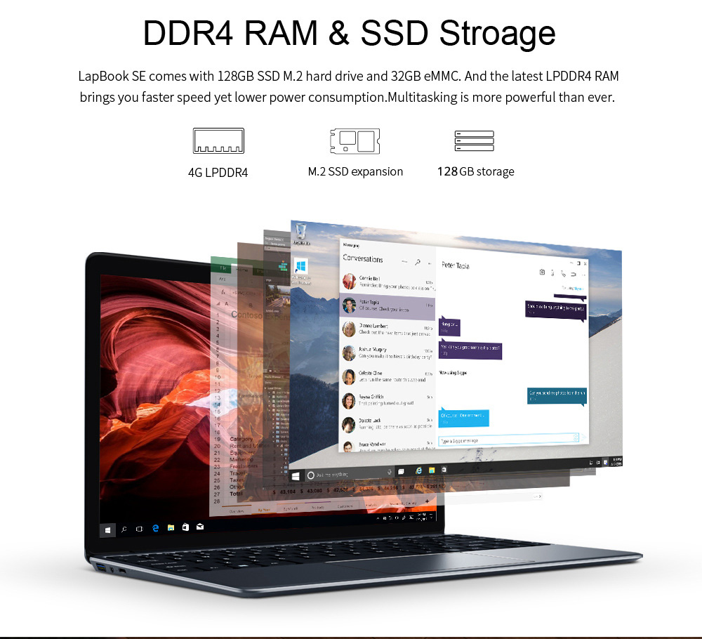 Chuwi Lapbook SE Laptop Intel Gemini Lake N4100 Quad Core 13.3 Inch IPS 1920*1080 Windows 10 4GB RAM 32GB ROM 128GB SSD - Grey