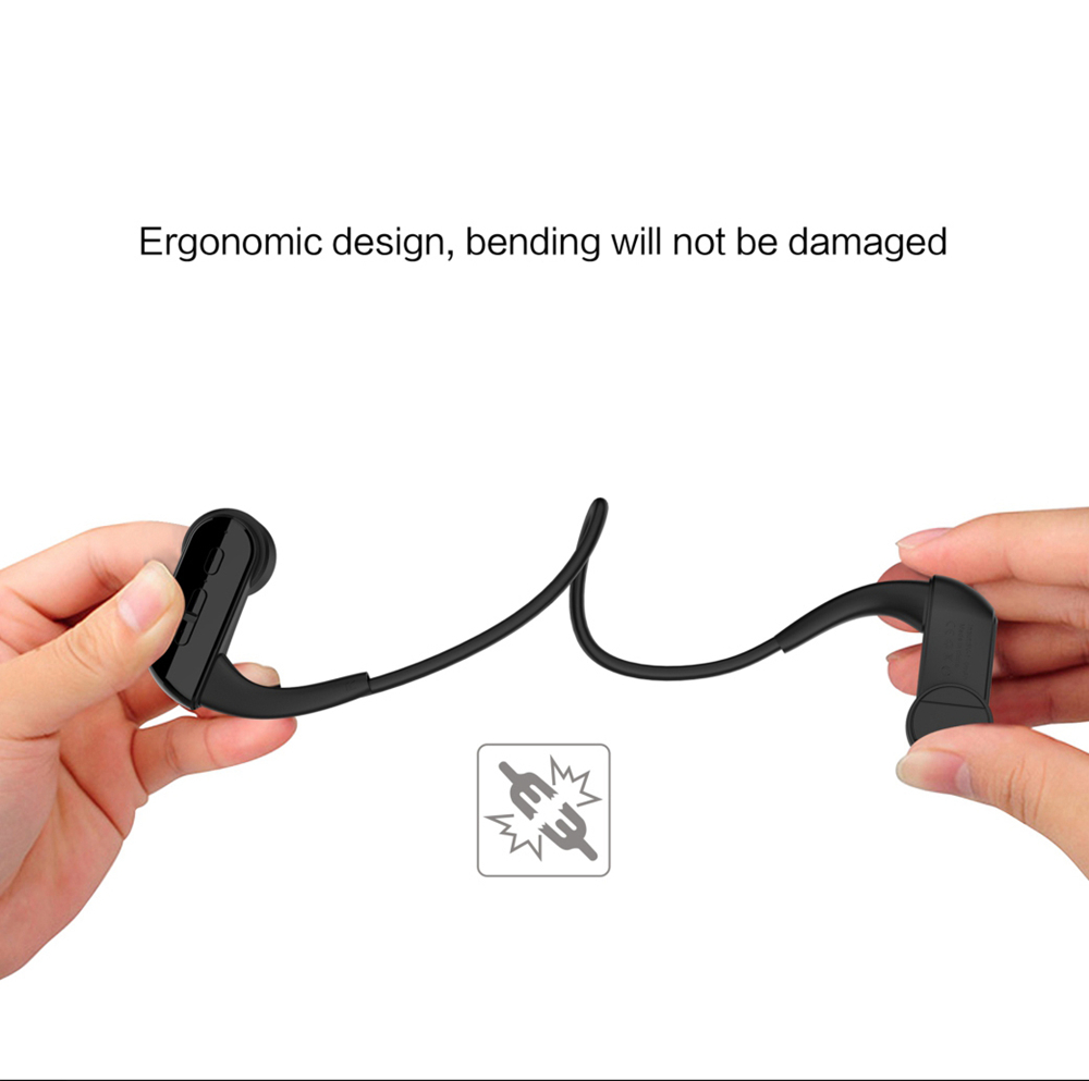 Bone Conduction Bluetooth Sports Wireless Earphones Open Ear Headset Water Resistant with Noise Reduction Microphone Headphones-Black