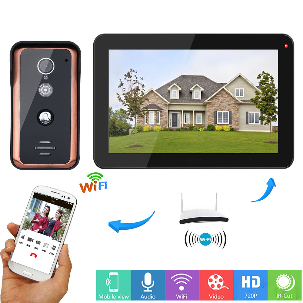 SY908FAK11 9 Inch Wired Wifi Video Door Phone Doorbell Intercom Entry Kit IR-CUT Camera Night Vision - Black