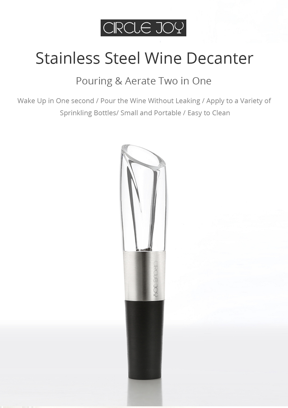 Xiaomi CIRCLE JOY Stainless Steel Wine Decanter Pouring Carafe Fast Aerate Wine - Black