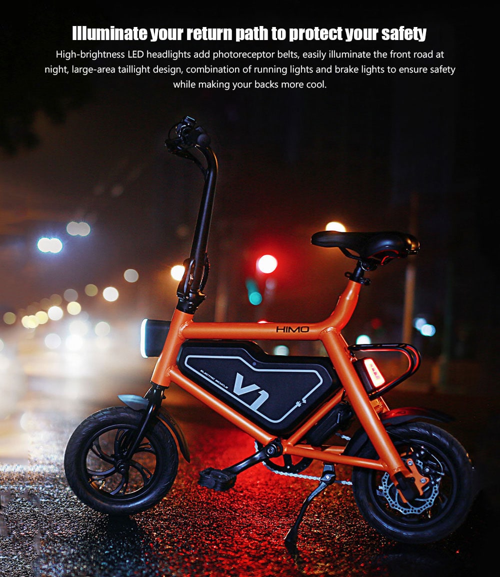 Xiaomi HIMO Portable Folding Electric Moped Bicycle Ergonomic Design Multi-mode Riding - Orange