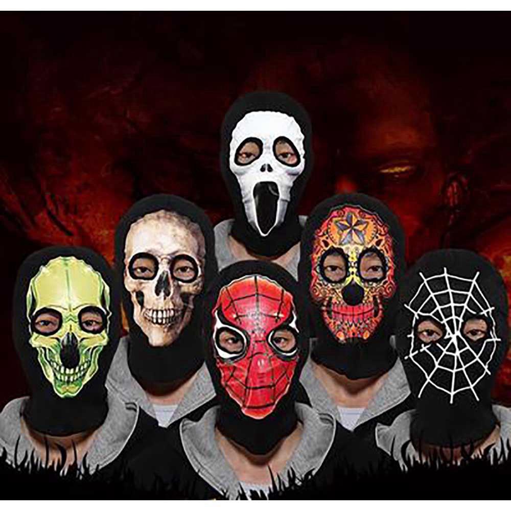 Halloween Horror Skull Strecth Knitted Head Cover Ghost Mask Cosplay Spoof Wool Hat - Option 4