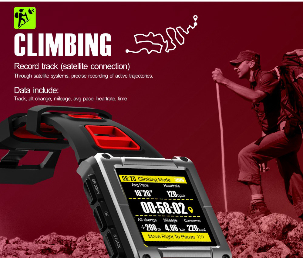 Makibes G08 2G Smartwatch MTK2503 GPS 9 Axis Swimming Lap Counter SMS Reminder Heart Rate Multi-mode Sports Monitoring - Gray