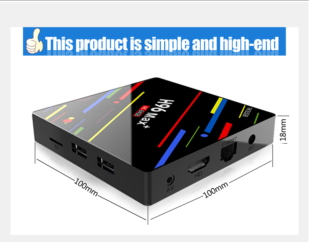 H96 MAX+ Android 8.1 RK3328 KODI 17.6 4GB/64GB 4K TV BOX Support YouTube Netflix Dual Band WiFi LAN USB3.0