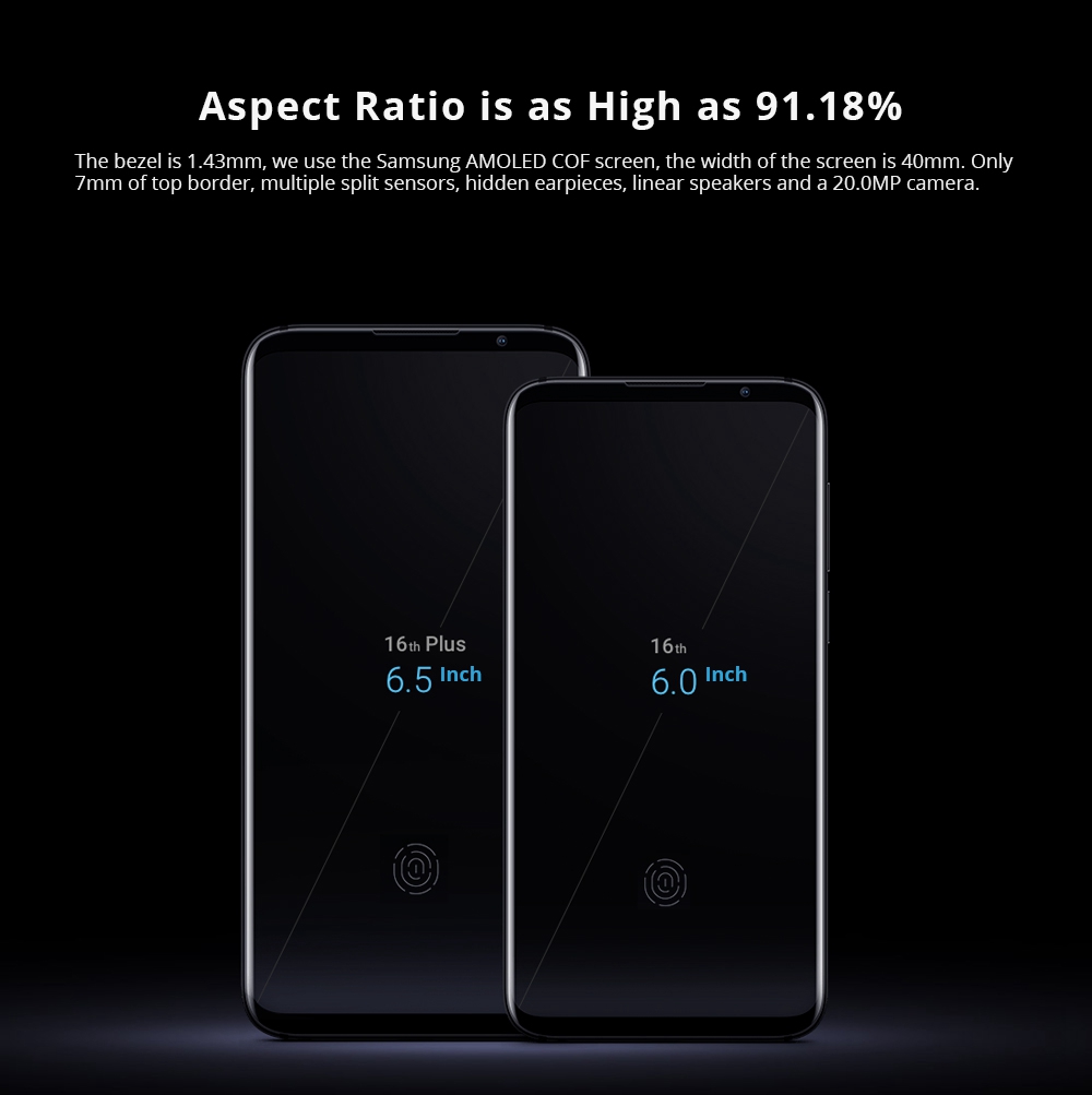 Meizu 16th 6.0 Inch 4G LTE Smartphone Snapdragon 845 6GB 128GB 12.0MP+20.0MP Dual Rear Cameras Flyme 7 Fast Charge In Display Fingerprint - Black