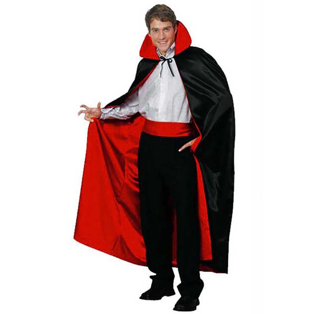 Halloween Super Party Boys Cape Clothes Collar Type Dual Layers Cloak Cosplay Costume 120cm Length - Black + Red
