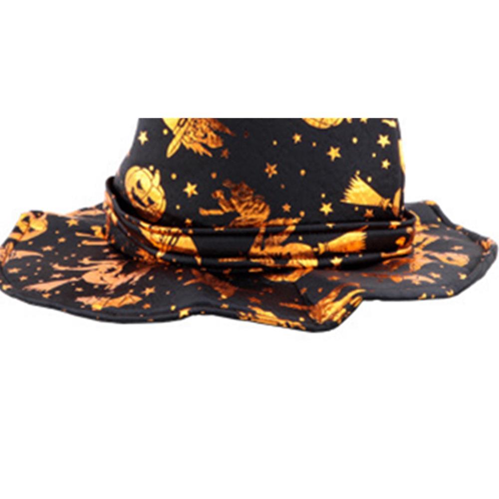 Halloween Costume Party Bar Decoration Pumpkin Witch Hat Wizard Hat - Gold