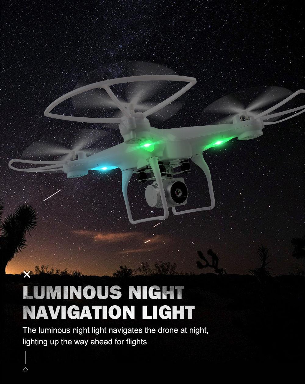 JJRC H68 BELLWETHER WiFi FPV RC Drone Max Flight Time 20mins with 720P HD Camera Altitude Hold Mode Black - Two Battery