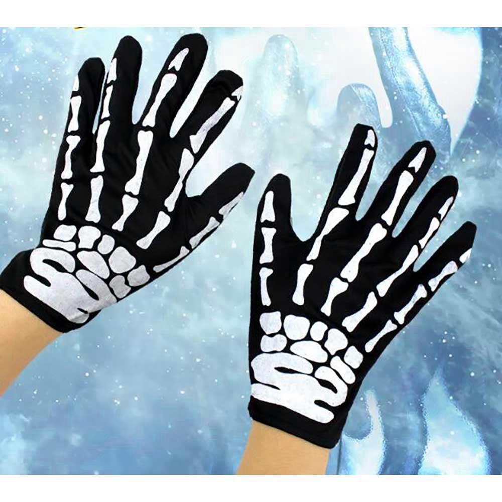 Halloween Costume Party Funny Skeleton Cloth Gloves - Black