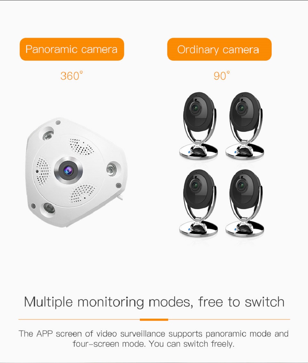 Vstarcam C61S 1080P WiFi Panoranic Fisheye Infrared Camera H.264 Compression Night Vision Camera - White EU Plug