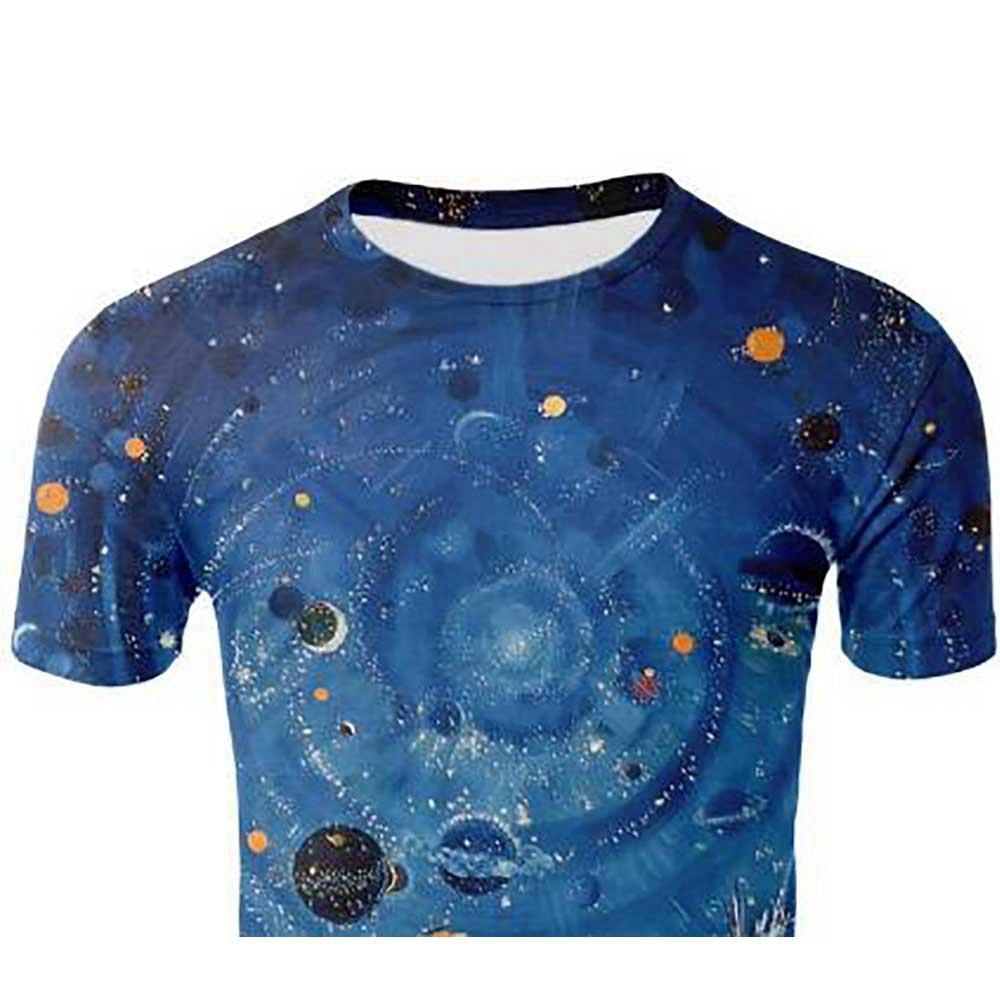 3D Printed Cosmic Starry Sky Men's Summer Unisex Short Sleeve T-shirt Size 4XL - Blue