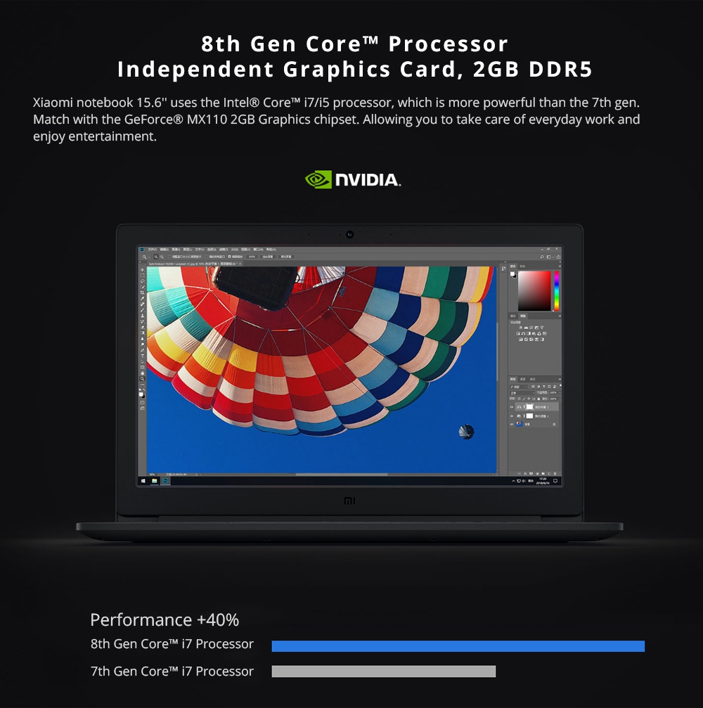 Xiaomi Mi Notebook Intel Core i5-8250U Quad-Core 15.6" FHD Screen 1920*1080 GeForce® MX110 2GB DDR5 4GB DDR4 128GB SSD 1TB HDD - Dark Grey