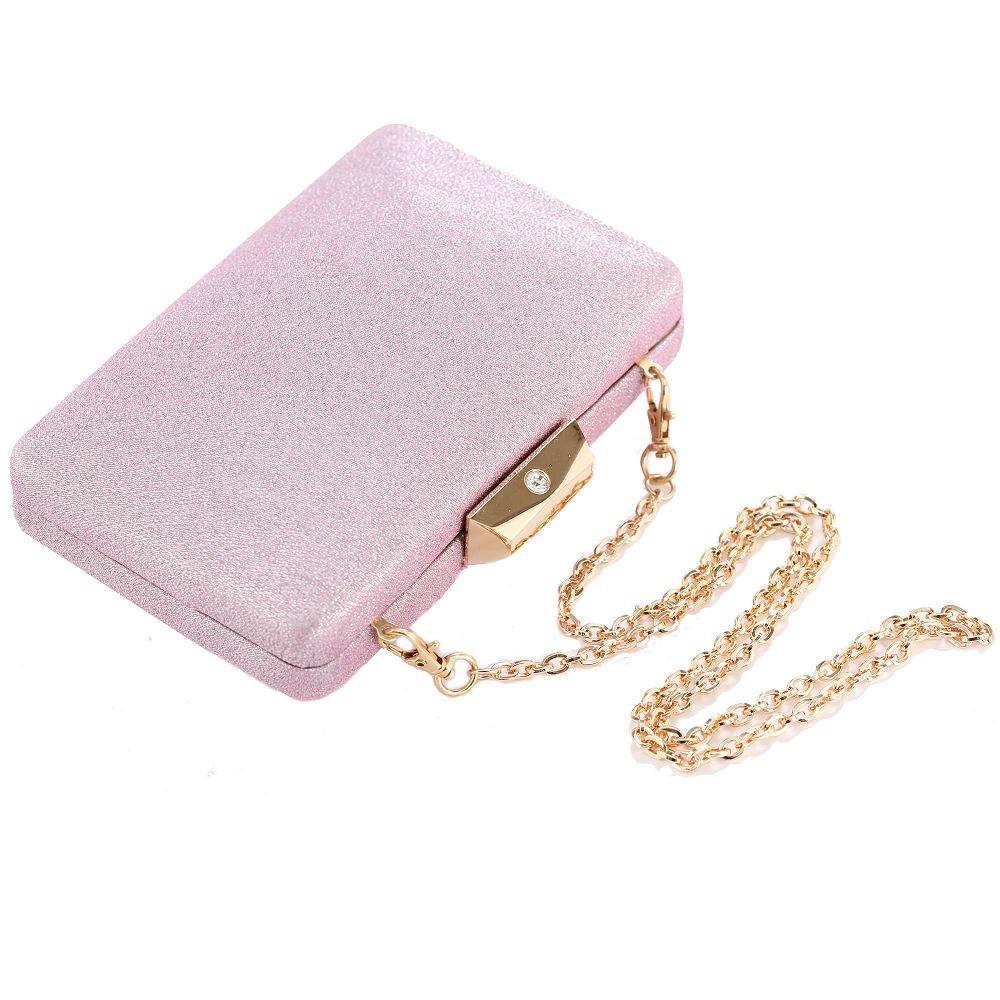 Women's Satin Clutch Bag Evening Bridal Bag Wedding Fashion Prom Handbag HS047 - Pink