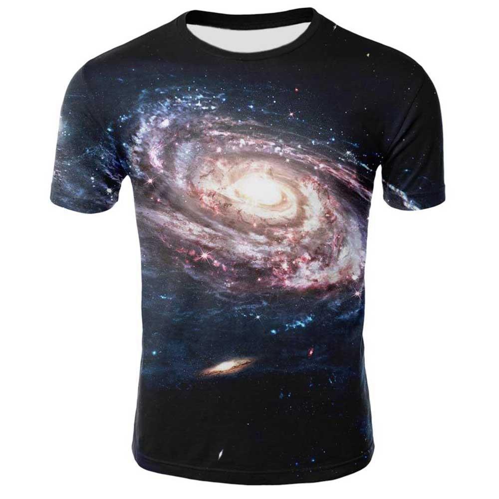 3D Printed Cosmic Nebula Men's Summer Unisex Short Sleeve T-shirt Size XL - Black