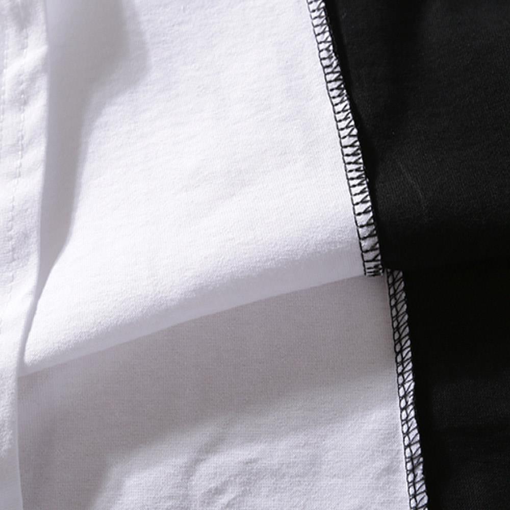 Oversize Harajuku Fashion Brand Men And Women Short-sleeved T-shirt Students Cotton Half Sleeve GH-1757 Size L - Black + White