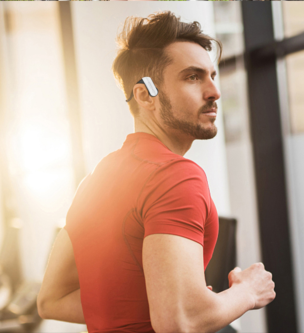 Bone Conduction Bluetooth Sports Wireless Earphones Open Ear Headset Water Resistant with Noise Reduction Microphone Headphones-Black