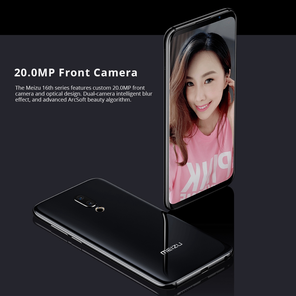 Meizu 16th 6.0 Inch 4G LTE Smartphone Snapdragon 845 6GB 128GB 12.0MP+20.0MP Dual Rear Cameras Flyme 7 Fast Charge In Display Fingerprint - Black