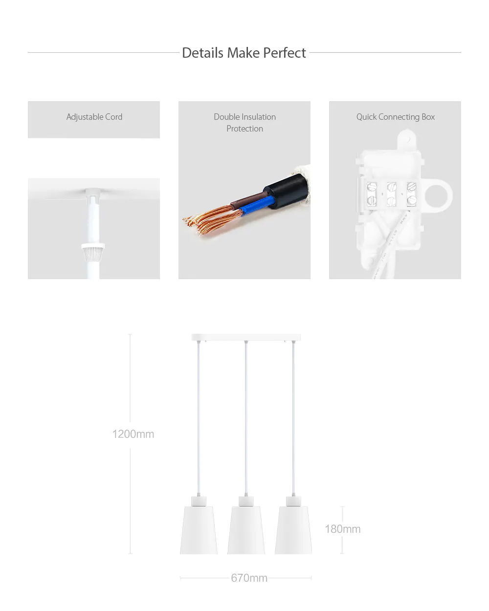 Xiaomi Yeelight Moonlight Chandelier Kit with Yeelight E27 Blub Triple Insulated Metal Lamp Body Restaurant Ceiling Light -White