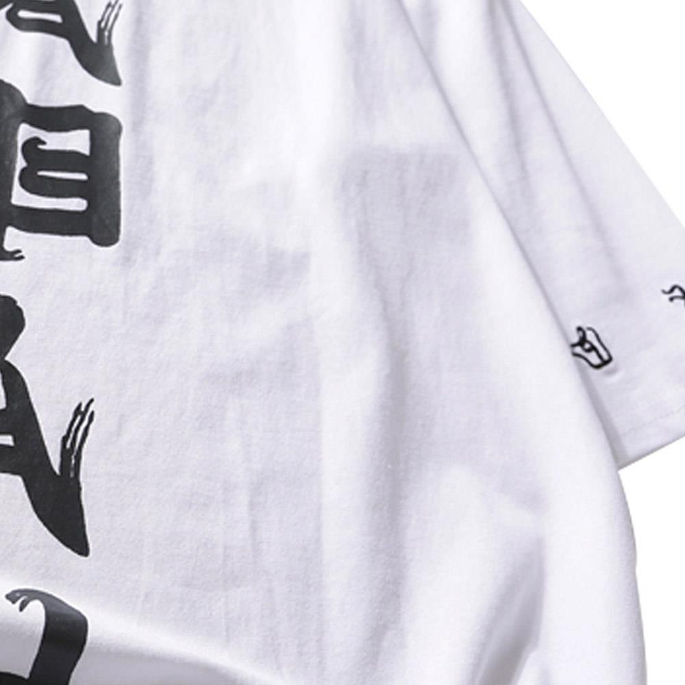 Oversize Harajuku Fashion Brand Men And Women Short-sleeved T-shirt Students Cotton Half Sleeve Size M - White