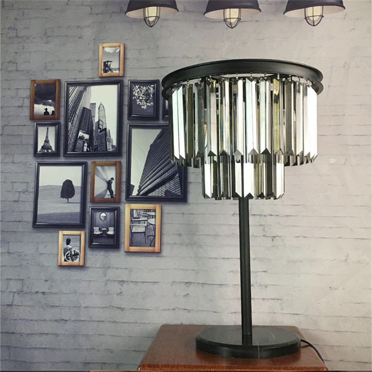 FUMAT Table Lamp Dual Layers K9 Crystal Lustre Luxury Table Lights Desk Lamp Bedside Decoration Lights for Living Room Bedroom - Amber