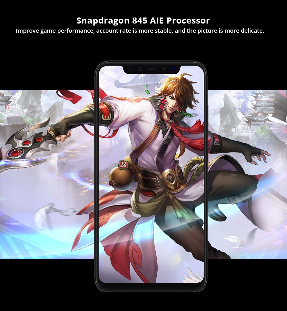 Xiaomi Mi8 6.21 Inch In-Display Fingerprint 4G LTE Smartphone Snapdragon 845 6GB 128GB Dual 12MP Rear Cameras MIUI 9 Type-C Fast Charge English and Chinese Version - Midnight Black