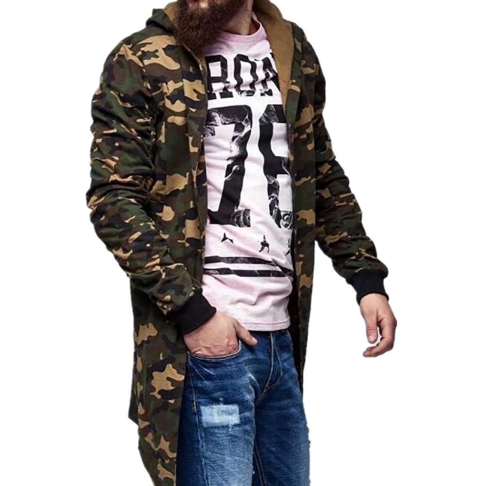 Male New Fashion Mens Slim Fit Pullover Sport Camouflage Hoodies Casual Cotton Wind Coat Size L - Army Green