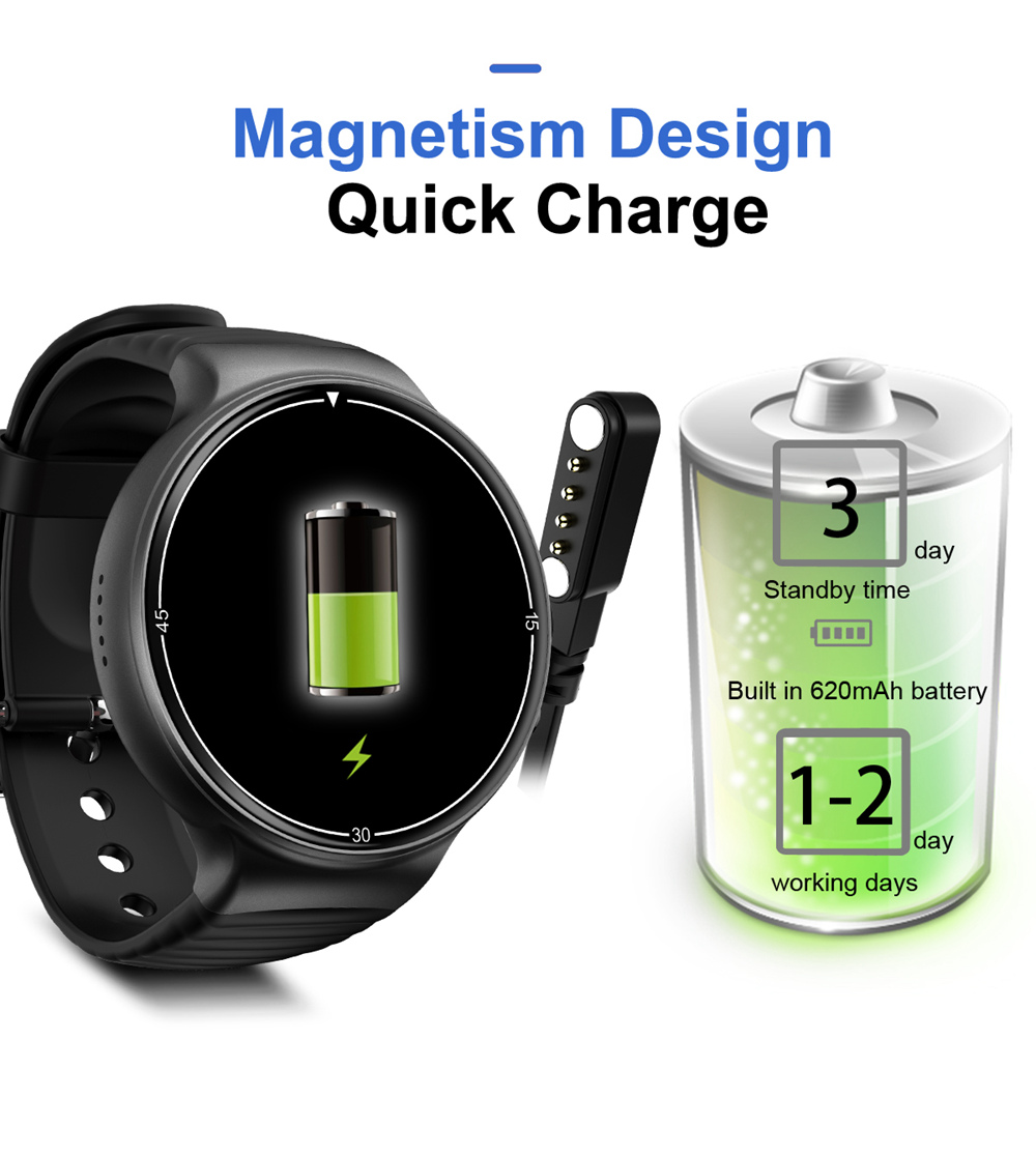 Makibes MK02 4G Smartwatch Phone Android 7.0 MTK6737 Quad Core 1G RAM 16G ROM GPS WiFi Heart Rate Video - Black