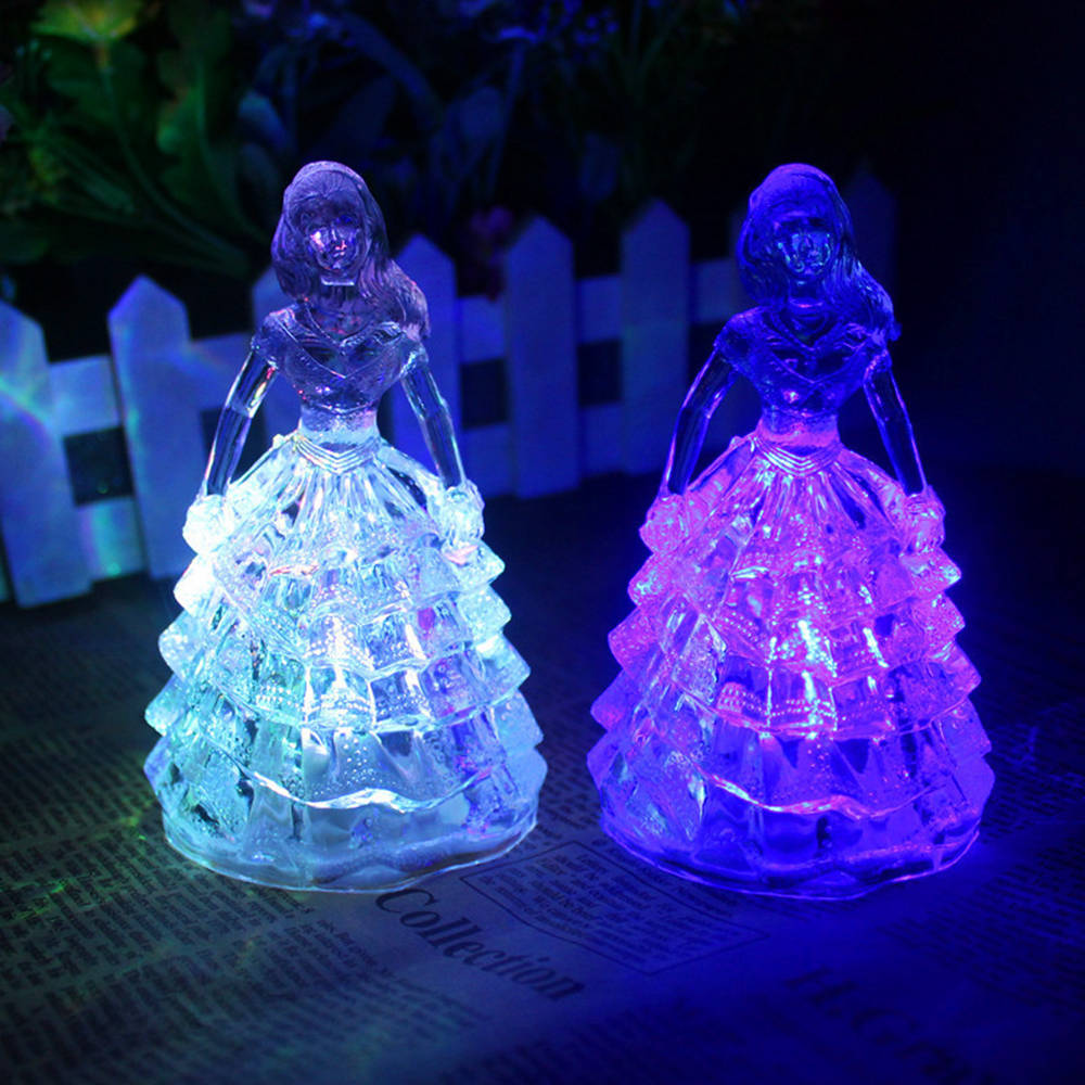 Colourful Princess Shaped LED Night Lamp Acrylic Night Light for Bedroom - Multi-color