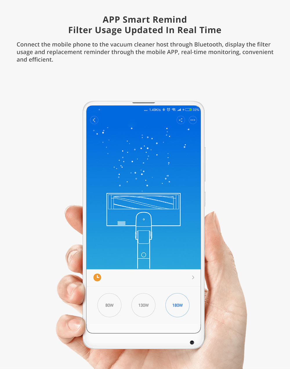 2PCS Xiaomi Roidmi HEPA Filter for Xiaomi Roidmi F8 Smart Vacuum Cleaner - Gray