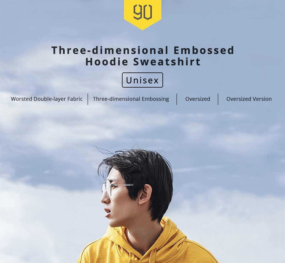 Xiaomi 90FUN Unisex Oversized Style Hoodie Double-layer Composite Fabric Sweatshirt Size M - Black
