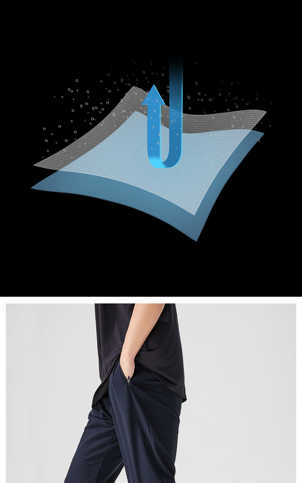 Xiaomi Uleemark Men Icy Cloth Texture Pants Absorb Sweat Quick-drying High Elasticity Trousers Size XL - Black